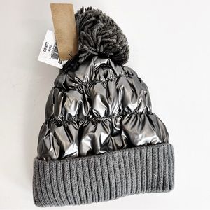 Falls Creek satin knit pompom beanie hat cap lined